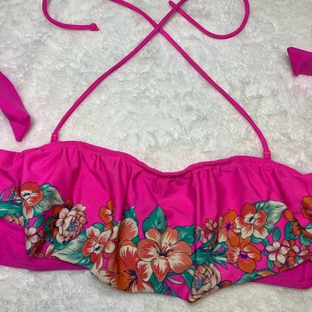 American Eagle Neon Pink Tropical Bikini Top - Picture 6 of 7